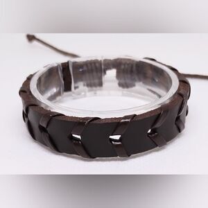 Men's leather bracelet braided brown new e36‎
